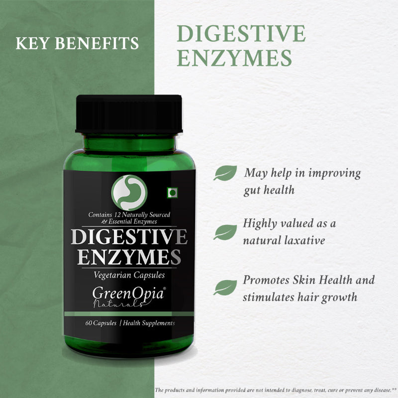 Digestive enzyme capsules helping reduce bloating, gas and post-meal heaviness
