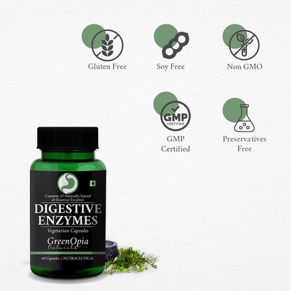 Digestive Enzymes Capsules – Natural Relief for Bloating, Gas &amp; Indigestion | 60 Veg Capsules