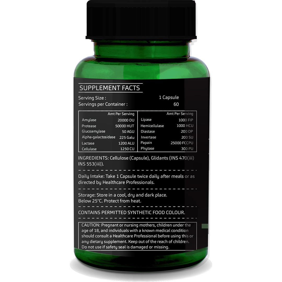 Digestive Enzymes Capsules – Natural Relief for Bloating, Gas &amp; Indigestion | 60 Veg Capsules