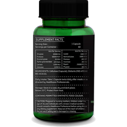 Digestive Enzymes Capsules – Natural Relief for Bloating, Gas &amp; Indigestion | 60 Veg Capsules