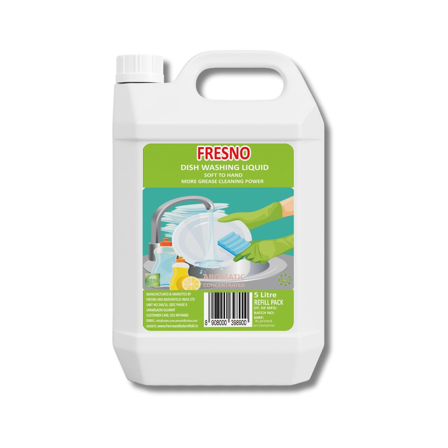 Fresno Dish Washing Liquid | Soft to Skin – Hypoallergenic - Vegetable Surfactant | 5000 ML