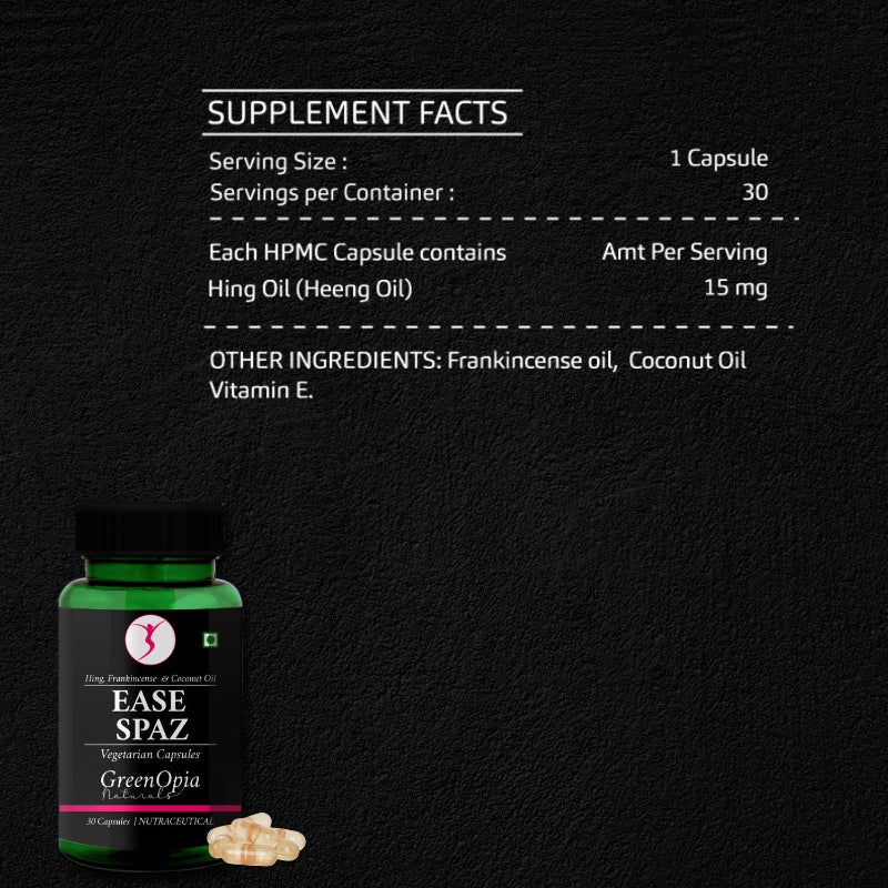 Ease Spaz liquid-filled vegetarian capsules for period cramps and bloating