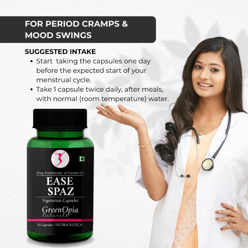 GreenOpia Ease Spaz 30 liquid-filled vegetarian capsules bottle packaging