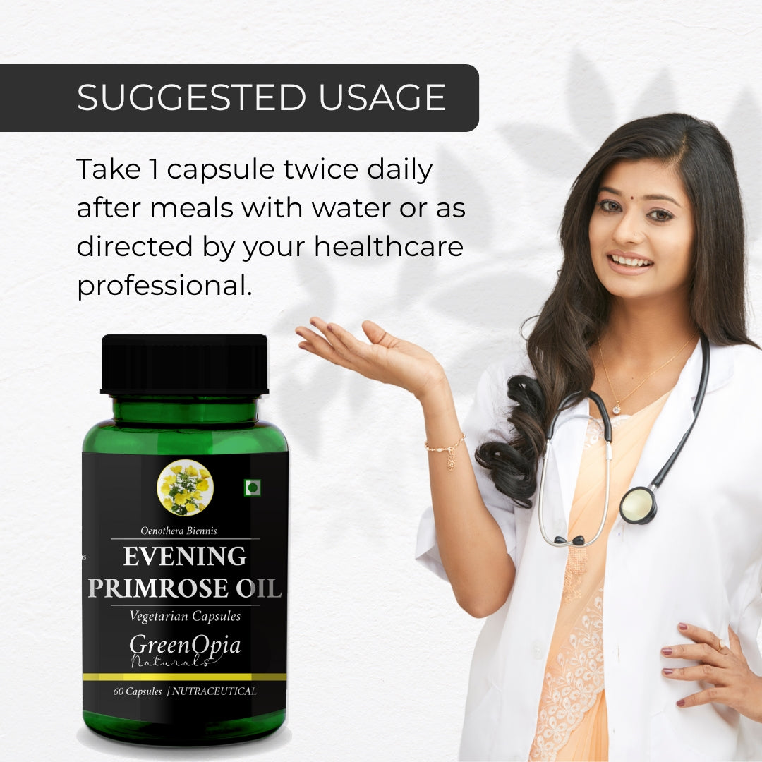 Evening Primrose Oil Capsules – Natural Hormonal &amp; PMS Support | 60 Veg Capsules