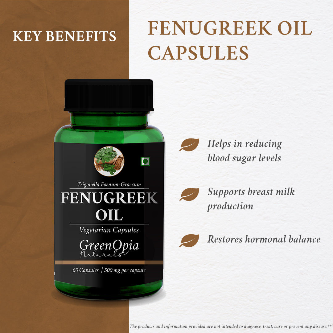 Fenugreek Oil Capsules – 60 Vegetarian Capsules | Hormonal Balance, Digestion &amp; Blood Sugar Support