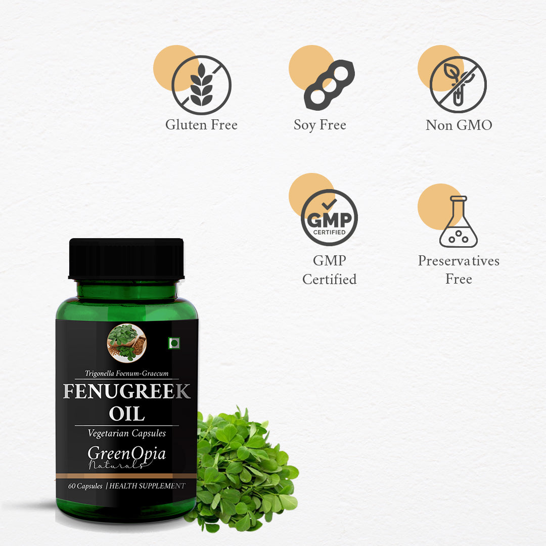 GreenOpia Fenugreek Oil 60 Liquid Filled Vegetarian Capsules