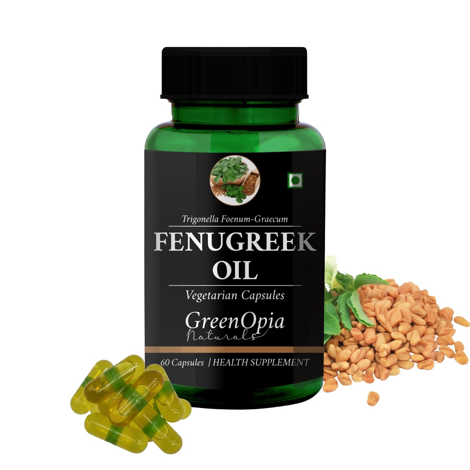 GreenOpia Fenugreek Oil 60 Liquid Filled Vegetarian Capsules