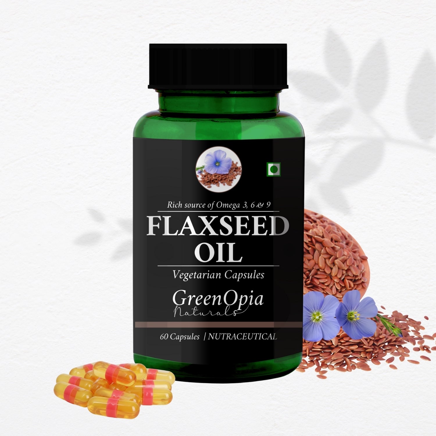 GreenOpia Flaxseed Oil 60 Liquid Filled Vegetarian Capsules