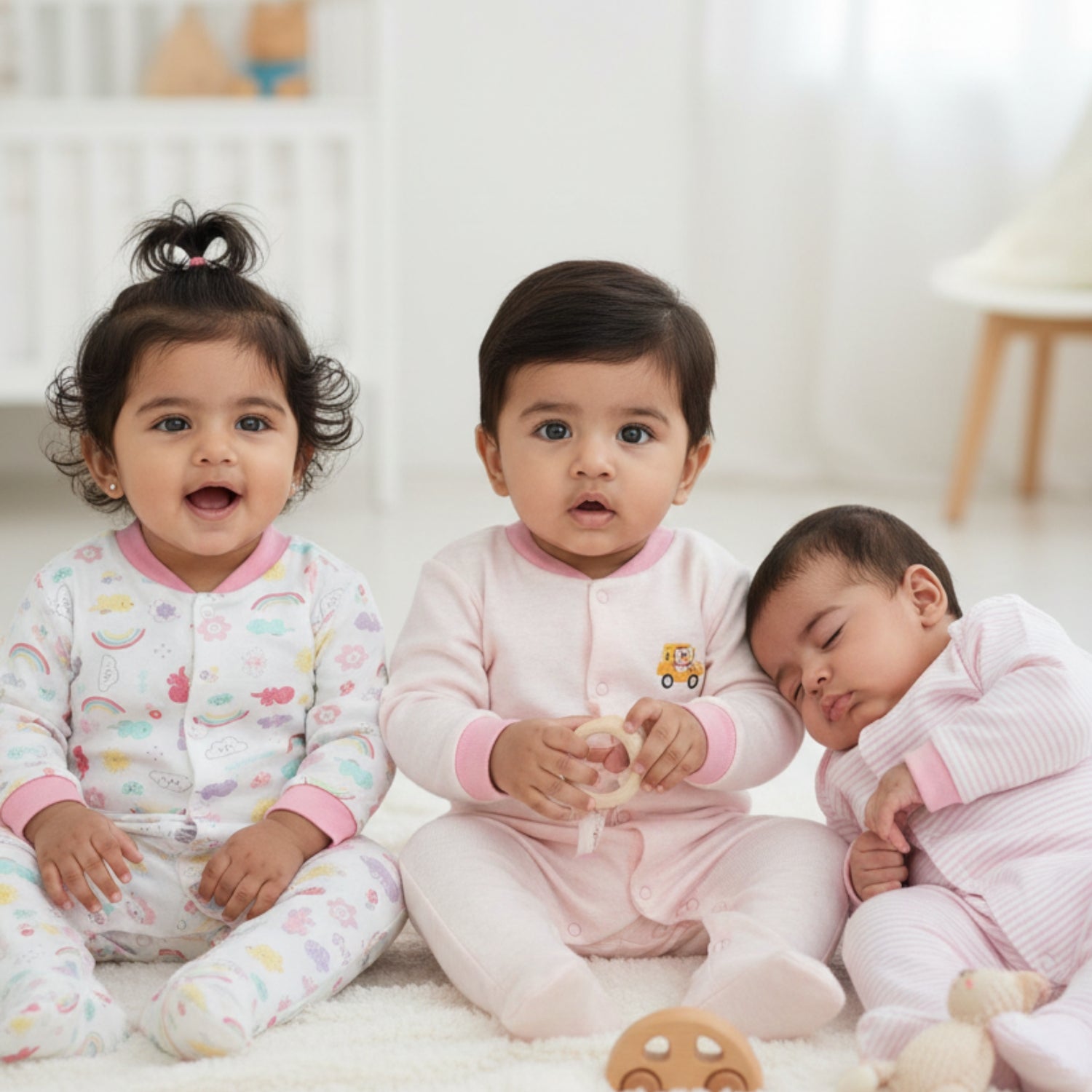 Newborn Baby Full Sleeves Rompers – Unisex Bodysuits/Jumpsuits (Set of 3)