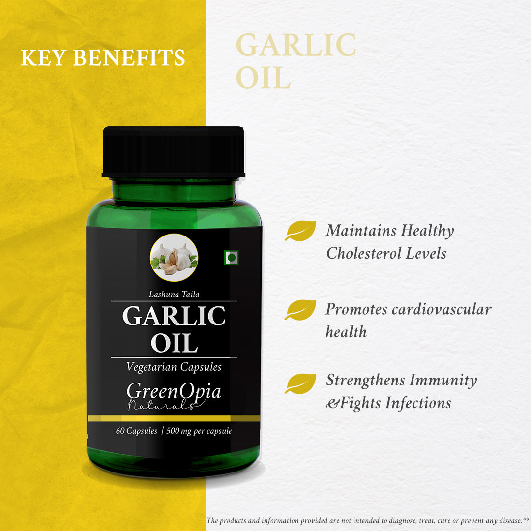 Garlic Oil Capsules – 60 Vegetarian Capsules | Odorless Heart Health &amp; Immunity Support Supplement