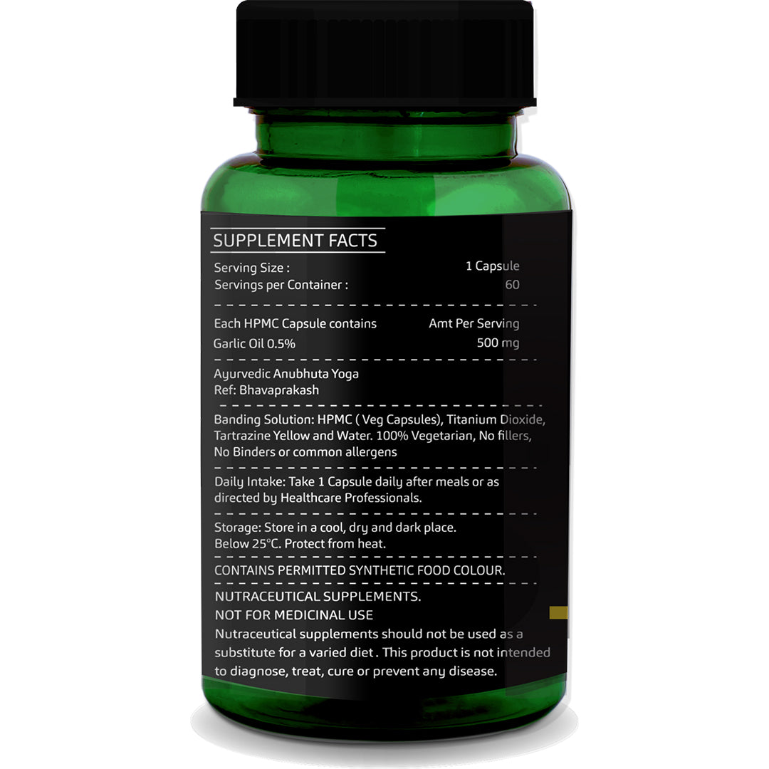 Garlic Oil Capsules – 60 Vegetarian Capsules | Odorless Heart Health &amp; Immunity Support Supplement