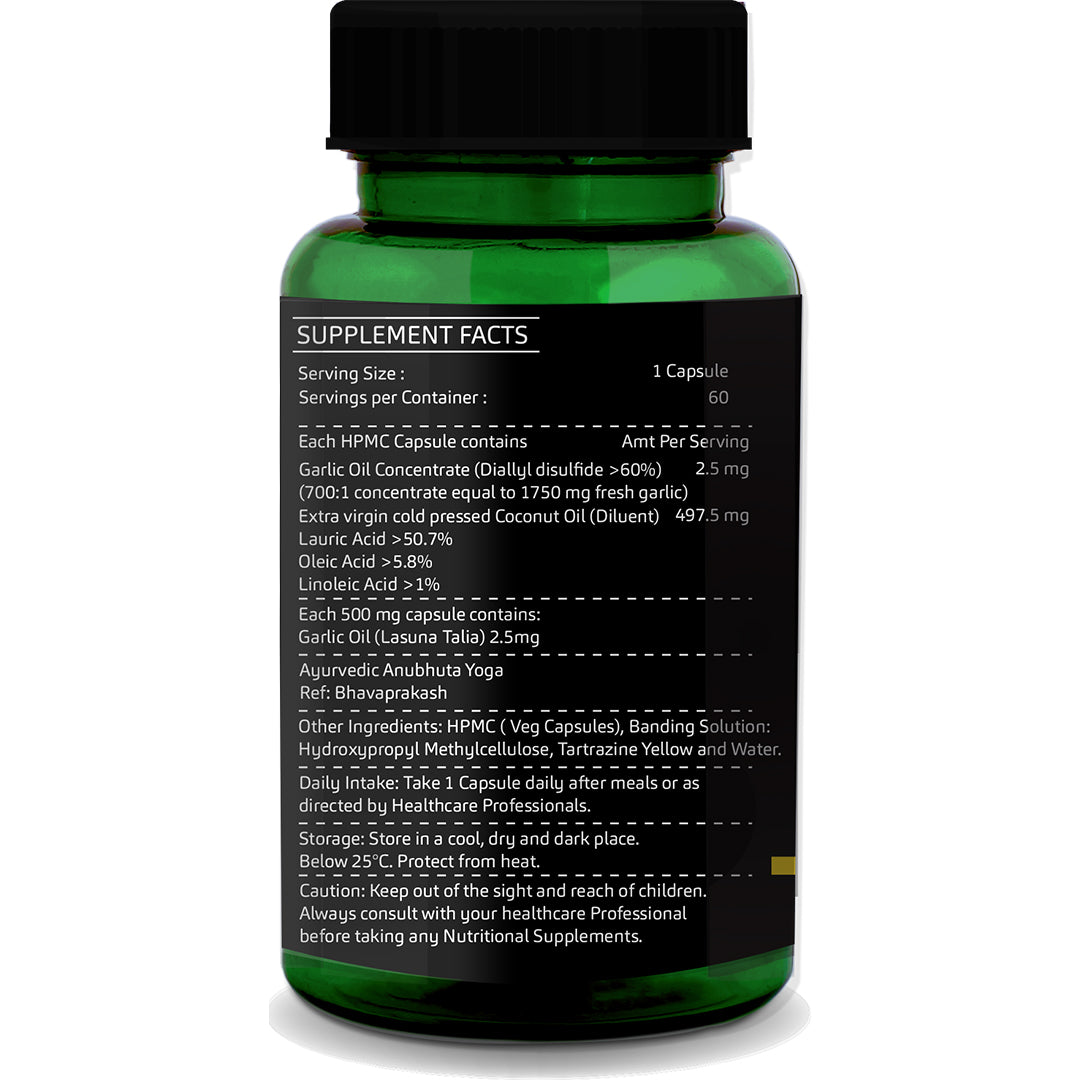 GreenOpia Garlic Oil 60 Liquid Filled Vegetarian Capsules