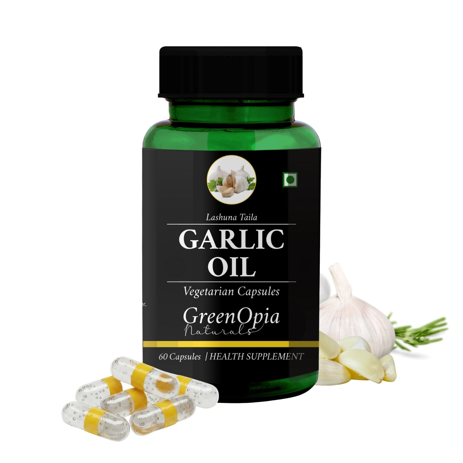 GreenOpia Garlic Oil 60 Liquid Filled Vegetarian Capsules