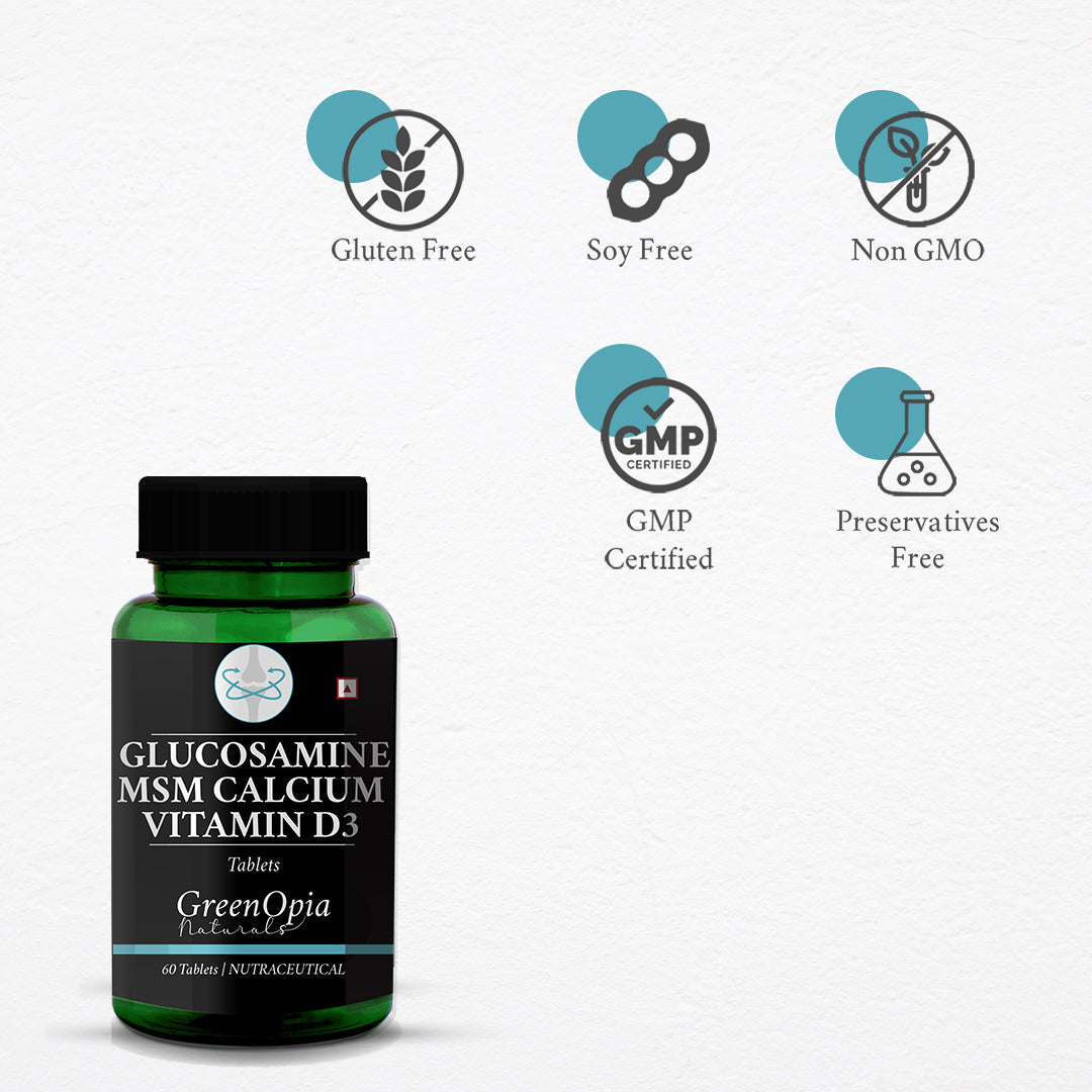 GreenOpia Glucosamine MSM Calcium Vitamin D3 60 Tablets