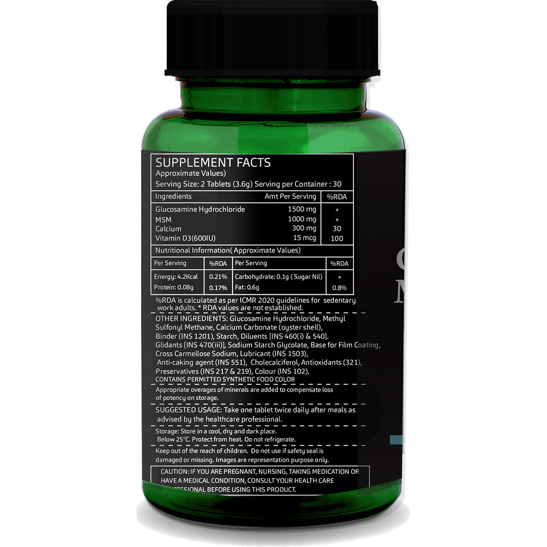 GreenOpia Glucosamine MSM Calcium Vitamin D3 60 Tablets