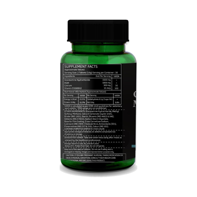 Glucosamine MSM Calcium Vitamin D3 60 Tablets GreenOpia