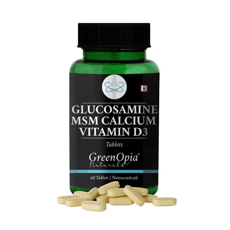 GreenOpia Glucosamine MSM Calcium Vitamin D3 Tablets – 60 Tablets for Joint and Bone Support