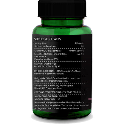 Grape Seed Extract Capsules – 95% Proanthocyanidins for Skin, Heart &amp; Antioxidant Support | 60 Veg Capsules