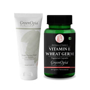 GreenOpia Green Tea Niacinamide Face Wash and Vitamin E Wheat Germ Oil Capsules Combo