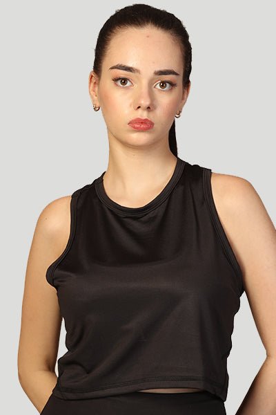 Breathable cropped workout tee – front profile
