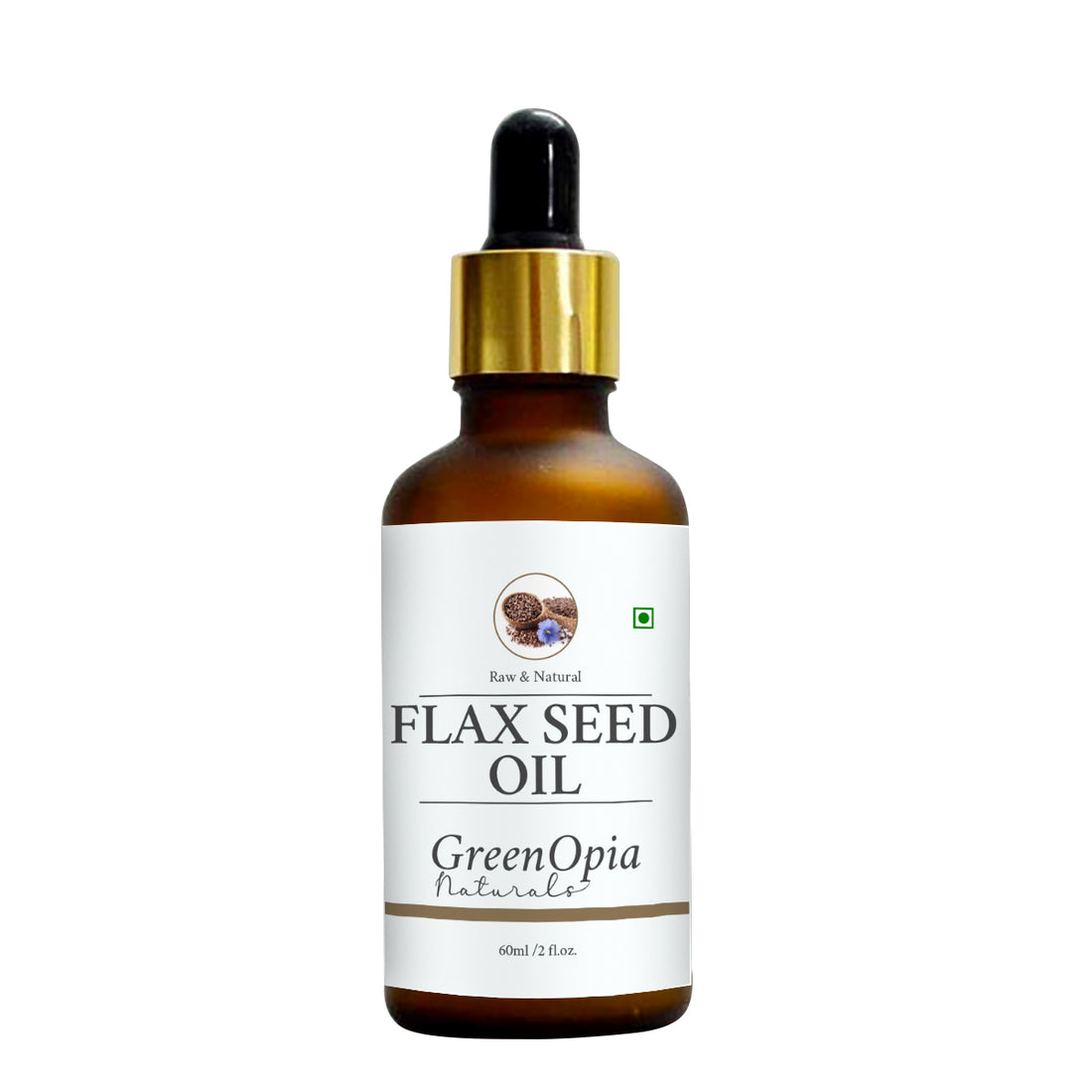 GreenOpia Cold Pressed Flaxseed Oil – 60ml Bottle for Skin, Hair and Heart Health
