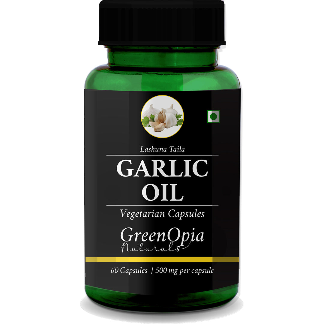 GreenOpia Garlic Oil Capsules – 60 Vegetarian Capsules for Heart and Immunity Support