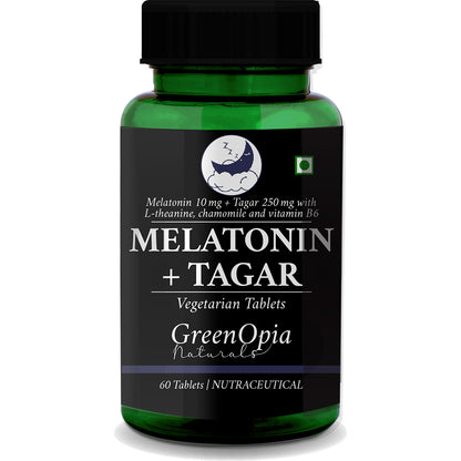 GreenOpia Melatonin 10mg with Tagar 250mg – 60 Tablets Sleep Aid