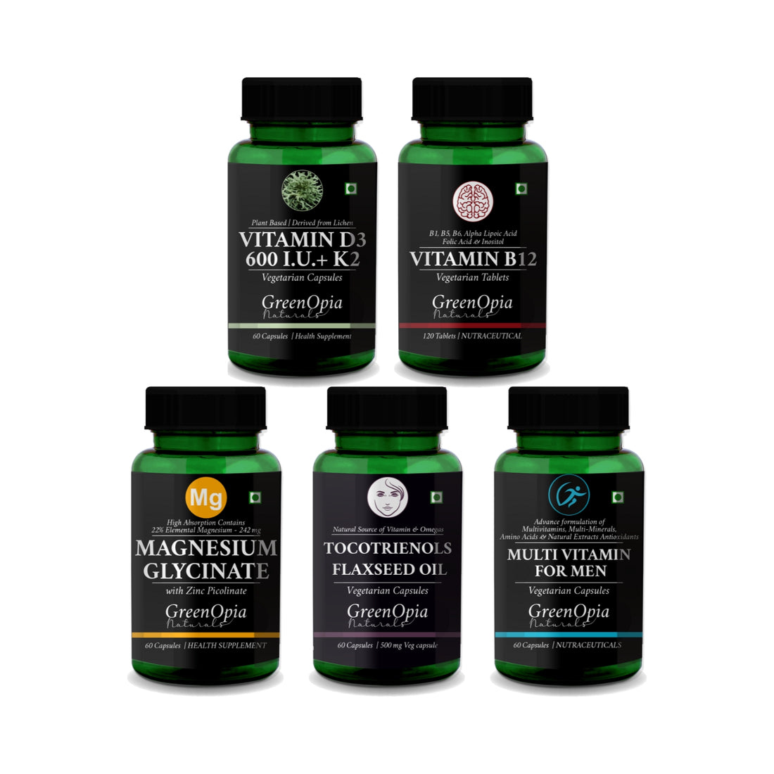 GreenOpia Vegetarian Men’s Combo Pack – Daily Essentials for Strength, Stamina &amp; Stress-Free Living