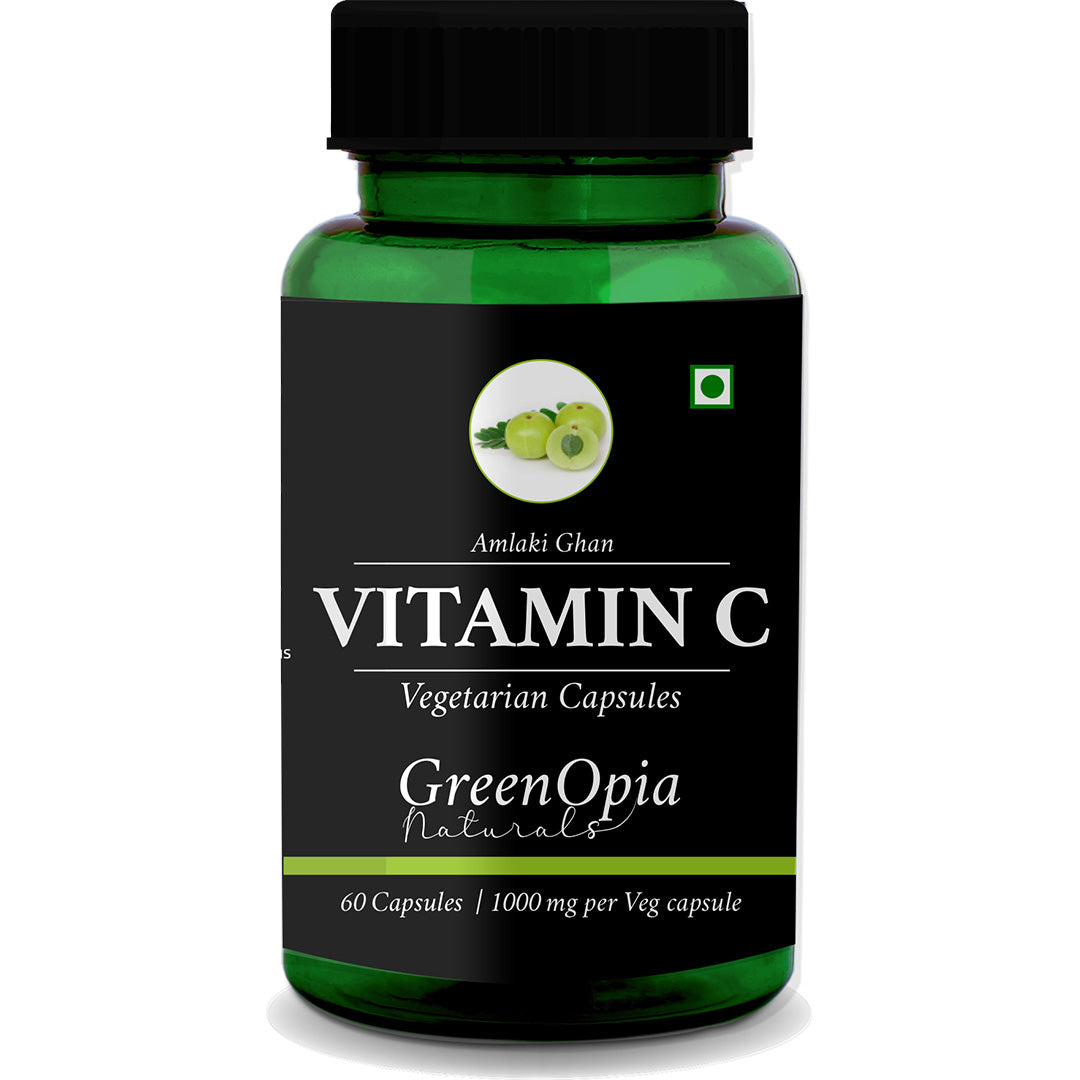 GreenOpia Natural Vitamin C Capsules – 60 Vegetarian Capsules with Amla Extract for Immunity and Skin