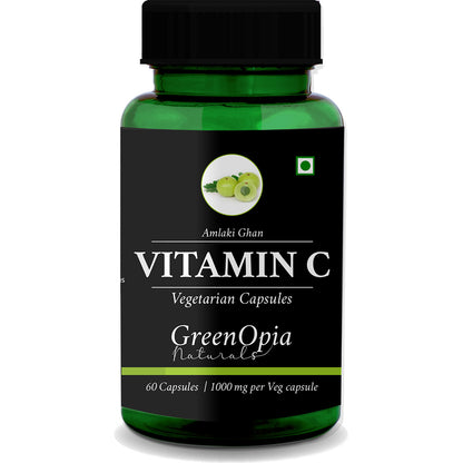 GreenOpia Natural Vitamin C Capsules – 60 Vegetarian Capsules with Amla Extract for Immunity and Skin