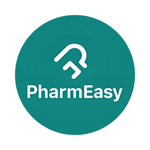PharmEasy logo on a green circle background