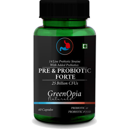GreenOpia Pre and Probiotics Forte – 60 Vegetarian Capsules for Gut Health and Immunity
