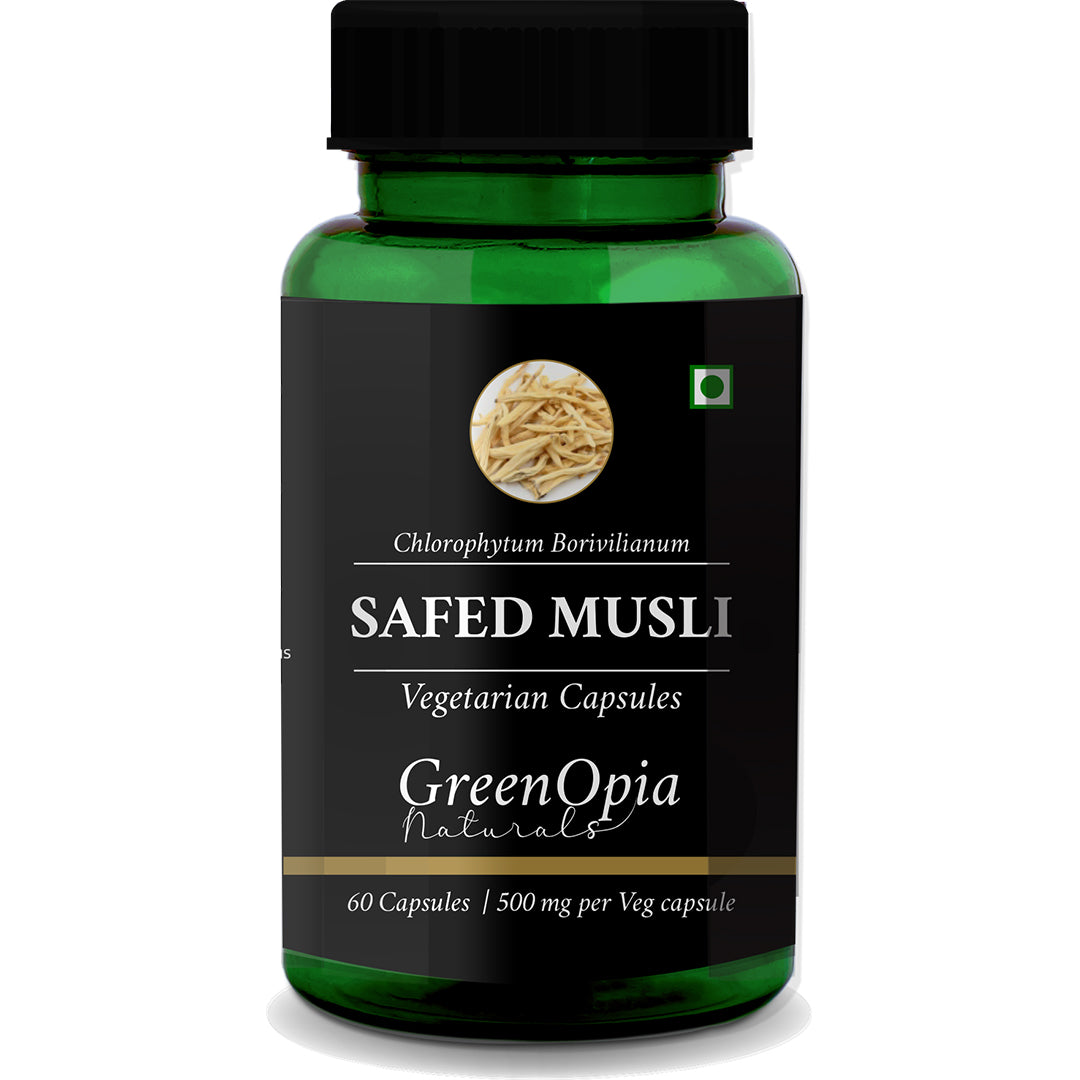 GreenOpia Safed Musli Capsules – 60 Vegetarian Capsules for Energy, Stamina &amp; Immunity
