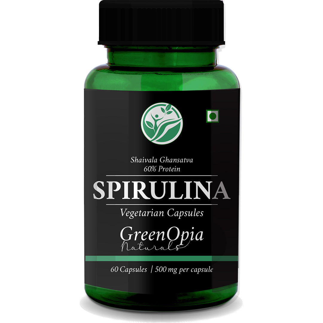 GreenOpia Spirulina Capsules – 60 Vegetarian Capsules for Energy and Immunity Support