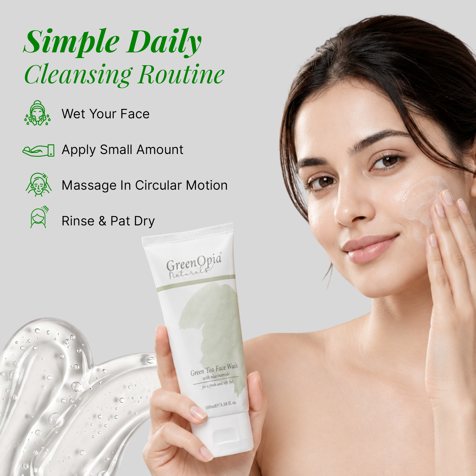 GreenOpia Green Tea & Niacinamide Face Wash for Oily & Acne-Prone Skin