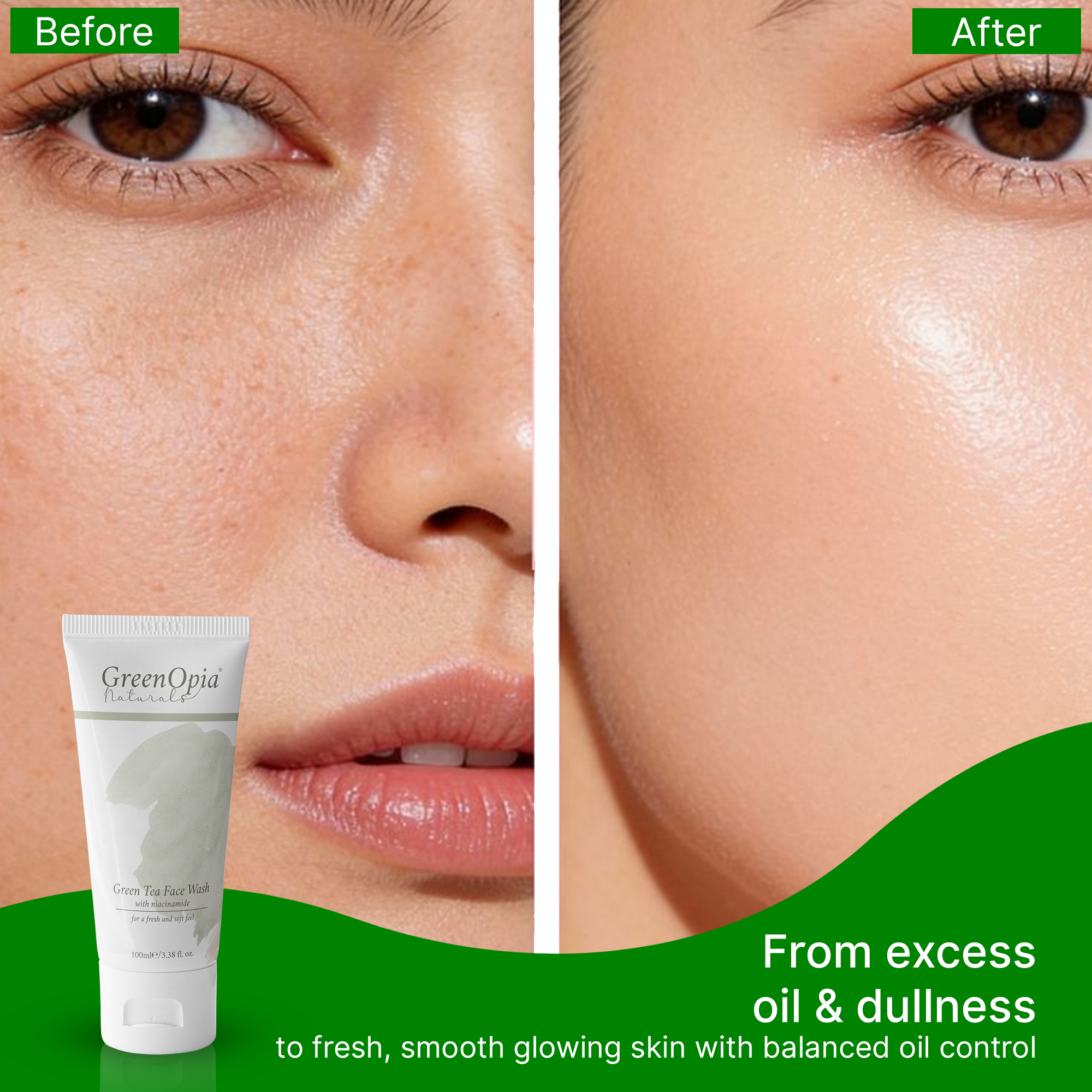 GreenOpia Green Tea & Niacinamide Face Wash for Oily & Acne-Prone Skin