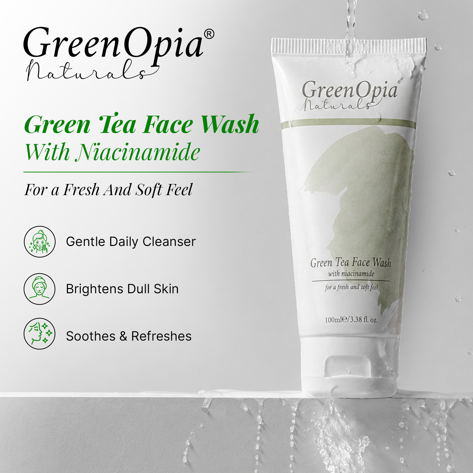 GreenOpia Green Tea & Niacinamide Face Wash for Oily & Acne-Prone Skin