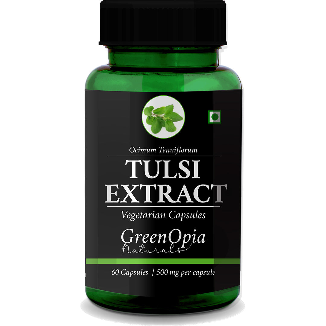 GreenOpia Tulsi Capsules Bottle – 60 Vegetarian Capsules for Immunity and Stress Support