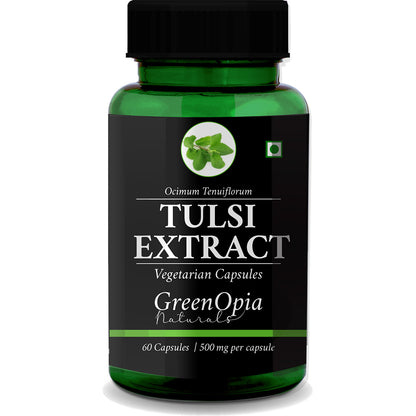 GreenOpia Tulsi Capsules Bottle – 60 Vegetarian Capsules for Immunity and Stress Support