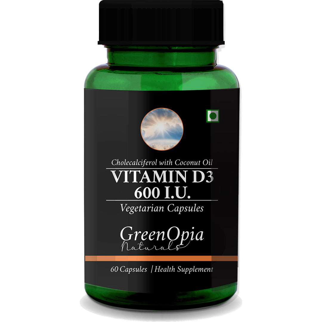 GreenOpia Vitamin D3 600 IU – 60 Veg Capsules for Bone &amp; Immunity