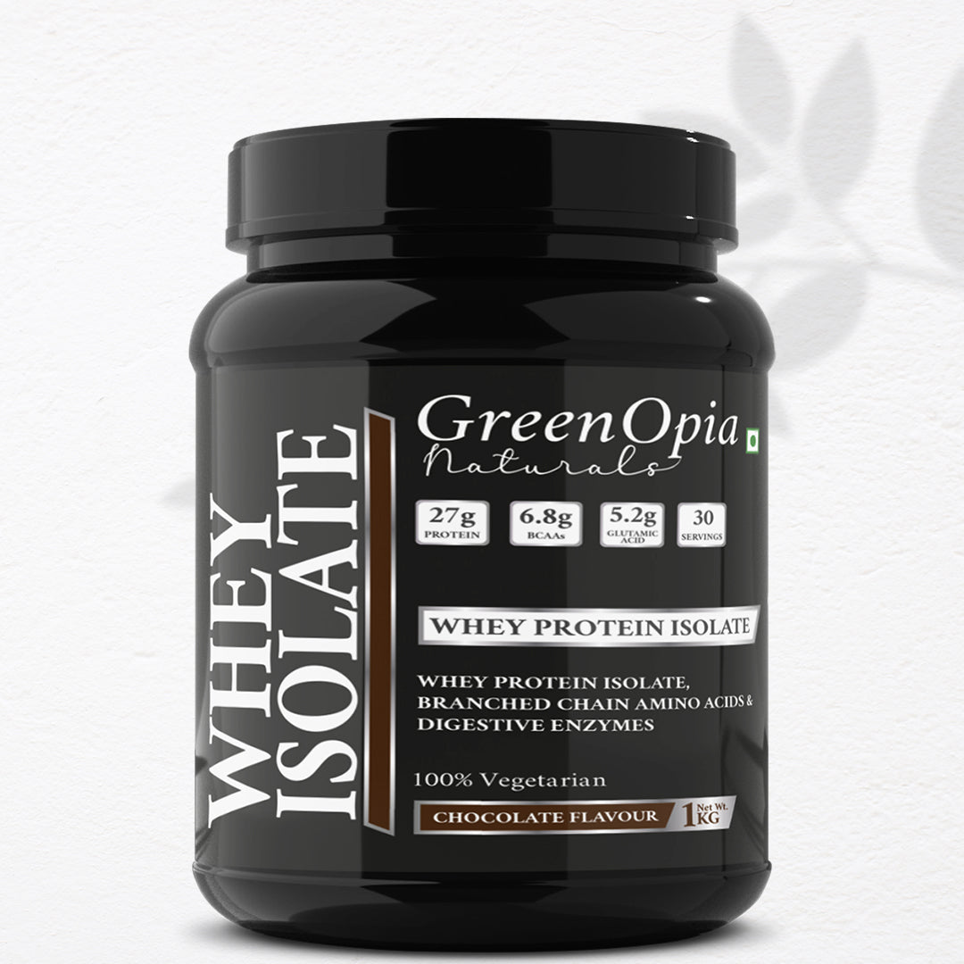 GreenOpia Whey Protein Isolate – Chocolate Flavour 1kg for Muscle Recovery and Strength