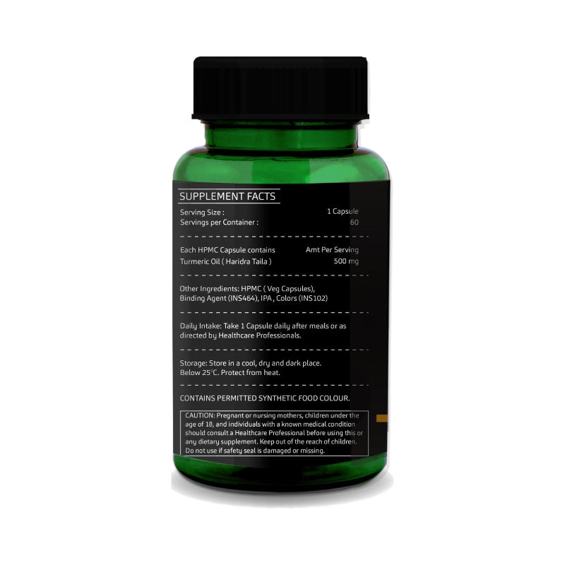 Curcumin-rich turmeric oil capsules in vegetarian format