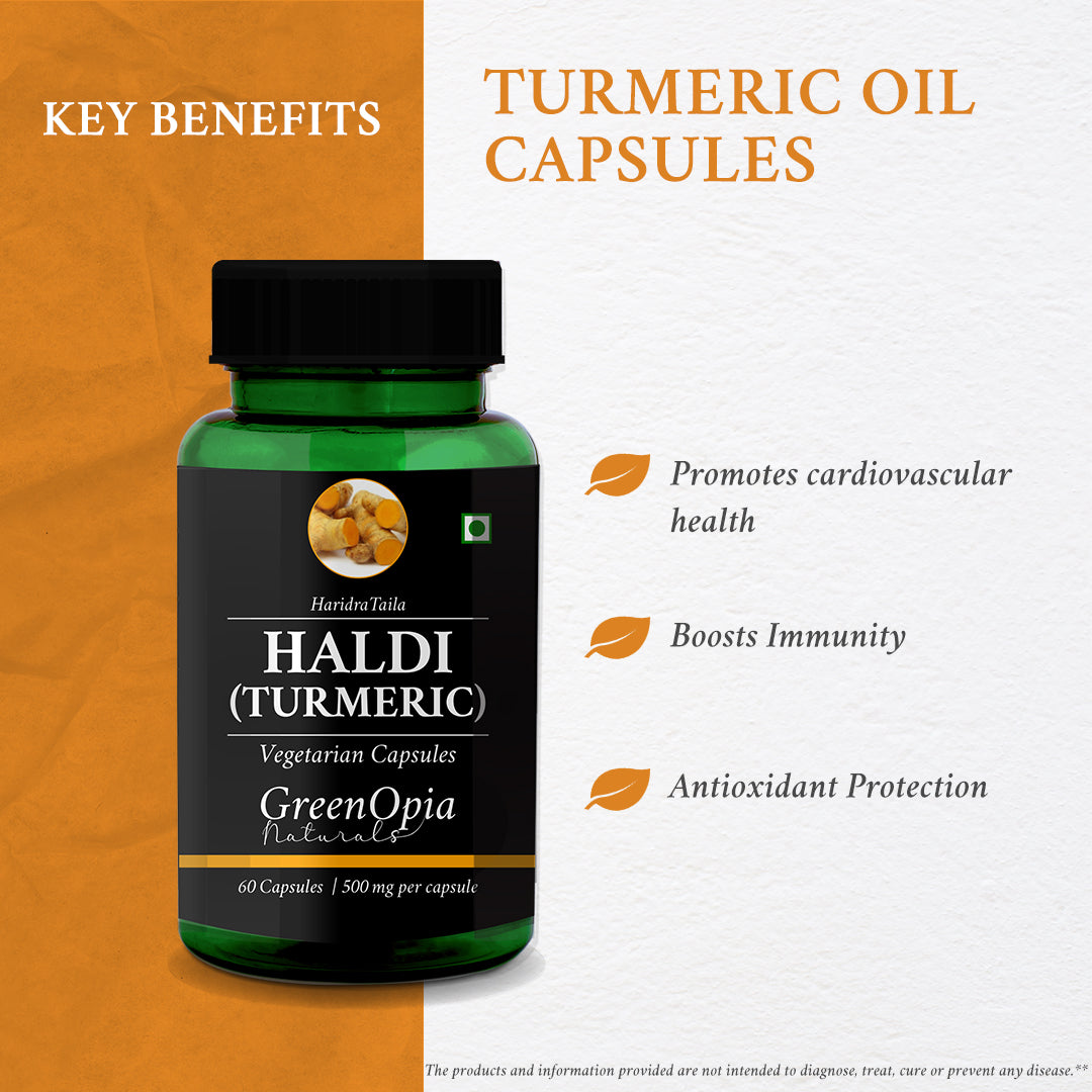 Turmeric Oil Capsules – 60 Vegetarian Capsules | Curcumin for Immunity, Inflammation &amp; Skin Health