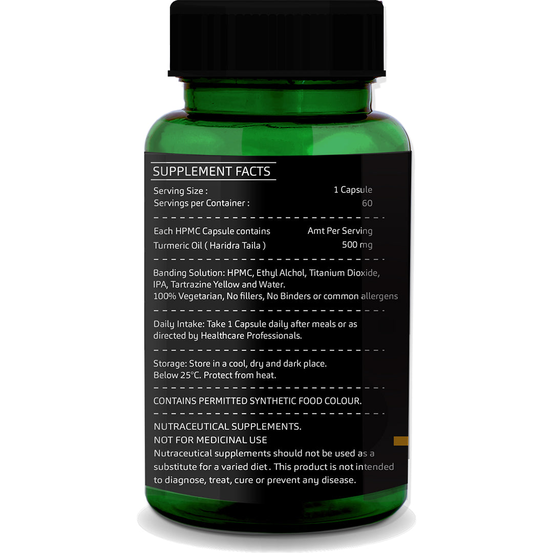 Turmeric Oil Capsules – 60 Vegetarian Capsules | Curcumin for Immunity, Inflammation &amp; Skin Health