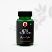 GreenOpia Chelated Iron + Folic Acid with Vitamin C, B12, Zinc & Selenium 60 Vegetarian Tablets