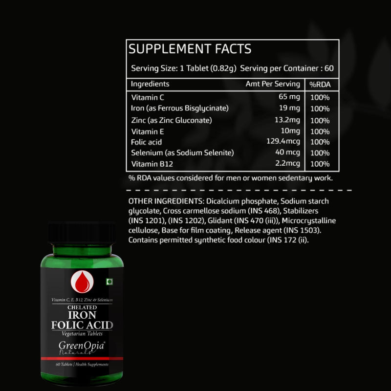 Chelated iron formula designed to help reduce tiredness and support healthy hemoglobin levels