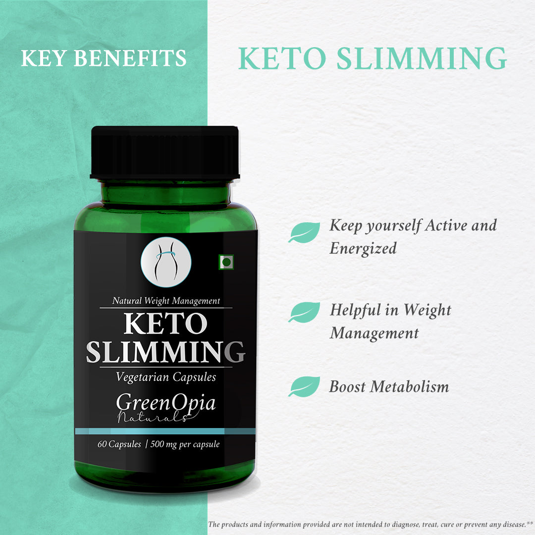 KETO Slimming for Weight Management – 60 Vegetarian Capsules | Garcinia Cambogia, Green Tea, Moringa &amp; Triphala | Ayurvedic Fat Burner