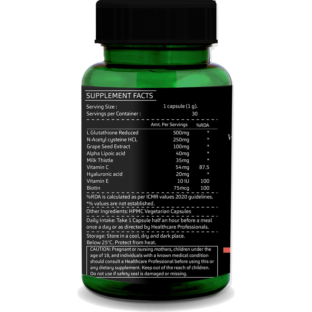 L Glutathione 30 Vegetarian Capsules – Skin Brightening &amp; Detox