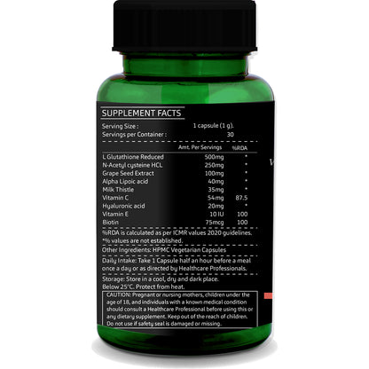 L Glutathione 30 Vegetarian Capsules – Skin Brightening &amp; Detox