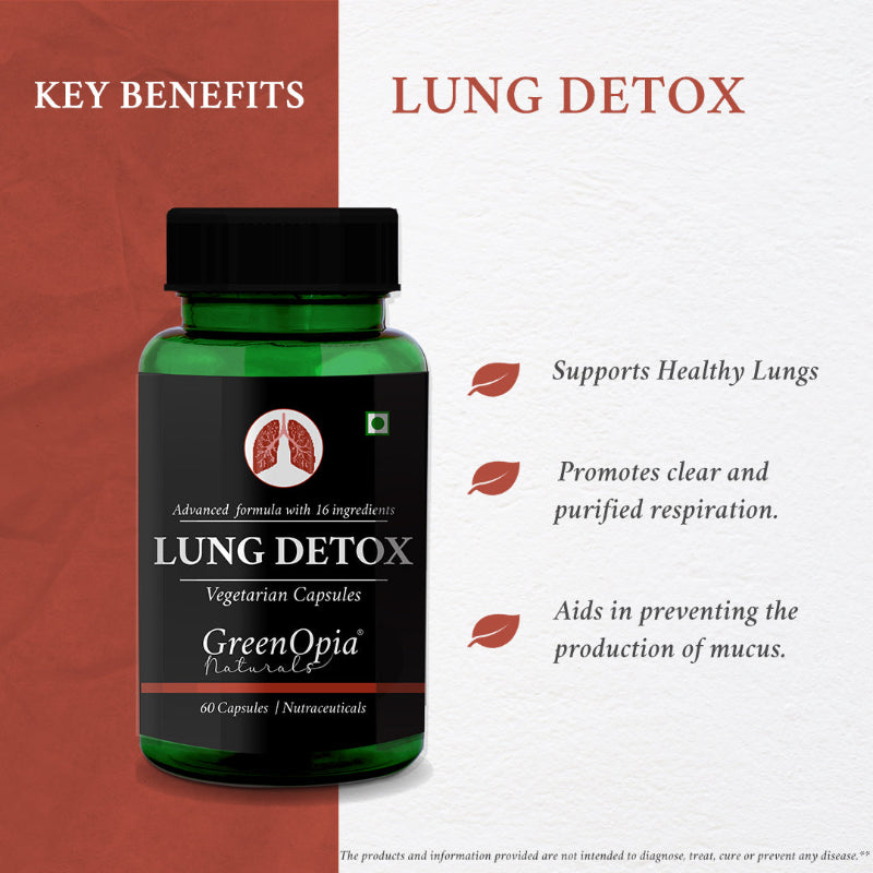 GreenOpia Lung Detox Ayurvedic capsules with herbal respiratory support formula